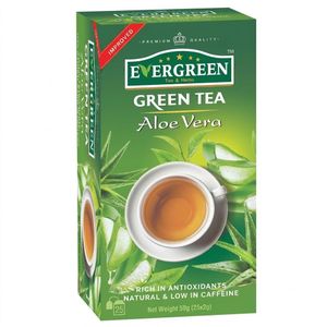 Evergreen Green Tea - ALOE VERA Flavored (25 Tea Bags, 50g)