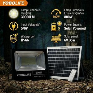 YOBOLIFE Top Quality IP66 Outdoor Waterproof Solar Flood Light 800W  For Garden, LANDSCAPE, Sports Stadiums, Theme Park, Other