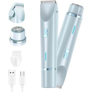 Waterproof electric shaver, 2-in-1 dual-head intimate trimmer, bikini trimmer - blue