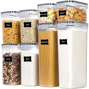 Airtight Food Storage Containers with Lids, 8 PCS Plastic Storage Box for Kitchen & Pantry Organization, Dry Food Container for Flour, Sugar and Cereal