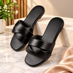 Ladies Unique Fashioned Black Slippers
