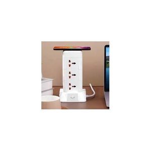 2500W 3 step Power Extension Strip, Wireless Charging on top, with Type C, 2 USB and Desk lamp included
