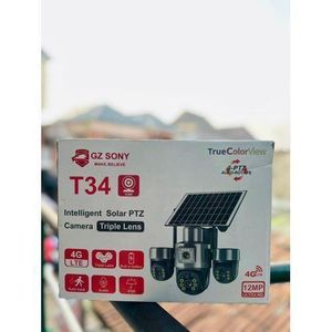 T34 V380-4G Triple lens ptz all rotating solar powered cctv camera +free sim