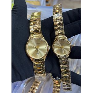 Lookworld Highly Original & Superior Quality Non Fading Couples Gold Wristwatch 