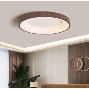 Modern Minimalist Wood Grain Round LED Flush Mount Ceiling Light 500mm