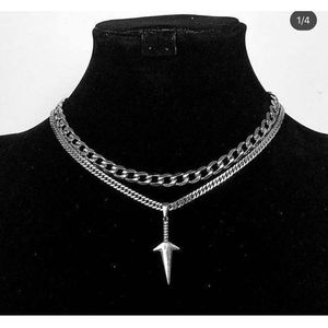 TWO Cuban Link Chain With Pendant Silver