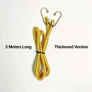 Elastic Bungee Cord with Metal Hooks, Thickened 5m Rubber Stretch Rope, Luggage Tie Down Strap for Motorcycle, Electric Bike, Bicycle, Trolley Cart Cargo Fastening