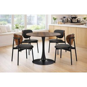 Nordic Luxe 5-Piece Dining Set (Round Table + 4 Chairs)