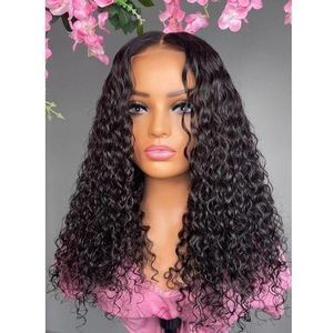 18 inches water curly hair wig with T frontal natural color