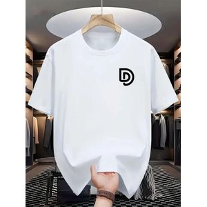 QUALITY COTTON ROUND NECK WHITE POLO T-SHIRT WITH DESIGN 