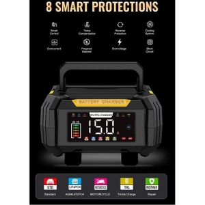 POWERFUL Car Battery Charger Automatic Smart Intelligent Repair Charger 12V/15A and 24V/8A Charging Fast Car Truck Motorbike High Maintenance LCD Display Screen Pulse Repair 8 Modes Operating Function