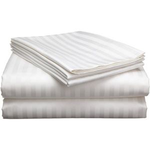 White Bedsheet With Pillow Cases(s)-Stripe