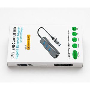 USB-C 3.0 Hub 3-Port + Gigabit Ethernet RJ45 Adapter
