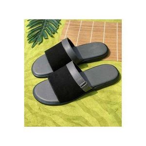 Quality Black Leather Pam Slippers - Black Palm Men