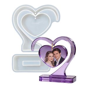 Heart-Shaped Epoxy Resin Mold with Base & Tray – Silicone Casting Mold for DIY Jewelry, Home Decor & Gifts