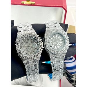 Pin Time  Extra Sophisticated Premium Diamond Iced Chain Chronograph Wristwatch For Money Magnets