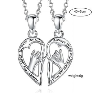 2pcs/set Friendship Stitching Necklace Always My Sister Forever My Friend For Best Friend Love Friendship Necklace