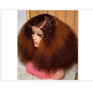 Super soft 3 tone curl hair wig with 4 by 4 closure 14 inches brown and gold