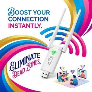 WORK FASTER with 300M Wireless WiFi Signal Repeater Extender Amplifier-USB WiFi Adapter for PC, 1800Mbps Dual Band 2.4GHz5GHz Fast High Gain 2dBi Antenna, WiFi Dongle Wireless Network Adapter Supports Windows Mac & Linux 