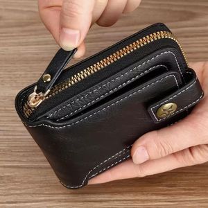 1pc Men's Slim PU Credit Card Holder Wallet with Zipper Closure - Compact Change Storage, Cash & Card, Button Buckle Business Wallet Suitable for Men, Ideal Gift for Everyday Carry or Special Events