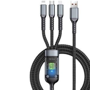 100W 3-in-1 Fast Charging Cable - Type-C + Lightning + Micro USB