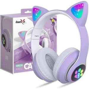 Genetic  Cat Ear STN-28 Wireless Bluetooth Headphones (LED Bluetooth Headset) Purple 