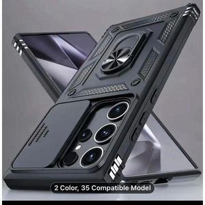 Samsung Galaxy S25 Amor rugged armor case with a slide camera cover and ring holder.