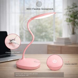Gooseneck Study Light Desk Lamp Table Lamp Eye Protection Rechargeable LED Night Light Student Dormitory Reading Light, Rechargeable Flexible Ring Light Desktop Table Light for Reading Foldable Wireless Desk Beside Desk Table Lamp - BRIGHT LED TABLE LAMP