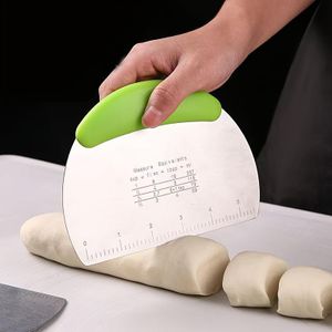 Thick Stainless Steel Scraper with Measurement Markings for Slicing and Dough Cutting, Household Pastry Bread Baking Tool for Kitchen Handmade Baking