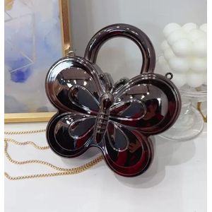 SMALL Acrylic Butterfly Purse- Beige/ Brown