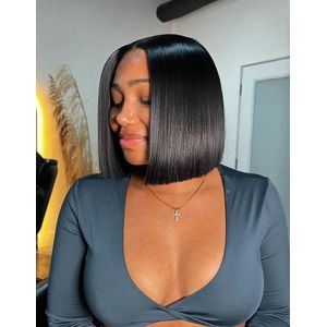 Fashion Fair Affordable blunt straight bob wig with 2 by 6 T closure natural color 12 inches