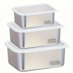 3pcs Stainless Food Storage Containers- Freezer Bowls & Organizer Plates