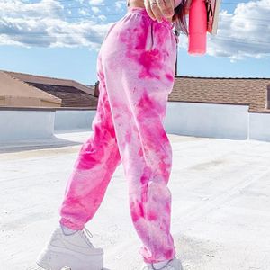 Generic Tie Dye Sweatpants Women Elastic High Waist Baggy Red_S