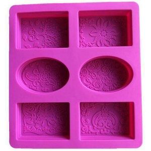 Silicone Soap Mold For Soap Making 3D 6 Forms Oval Rectangle Mould Handmade Craft Flowers Bathroom Kitchen Mold Baking Chocolate Cake Resin Mold 1pc (any available color)