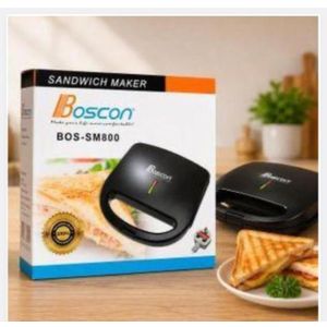 Boscon  Boscon, BOS-SM800 2 slice Electric Sandwich Maker - Non-Stick Grill Plates - Fast Heating Portable Toast Bread Maker - Black