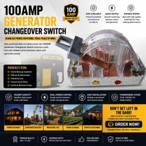 100AMP Generator Changeover Switch – Heavy Duty Manual Transfer Switch for Safe Home, Office & Industrial Generator Power Changeover