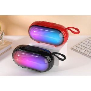 T&G TG-692 Mini Wireless Portable Colorful Light BT Speaker FM Radio/USB/TF Radio Round Beautiful Active RGB Light Bass Speakers RED