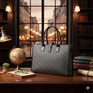 Elite Executive Men’s Large Capacity Business Briefcase, Premium Water-Resistant Vegan Leather Laptop Bag, Ergonomic Reinforced Handles, Secure Zip-Top Business Porter, Versatile Daily Office Carryall, Formal Meeting Ready Handbag