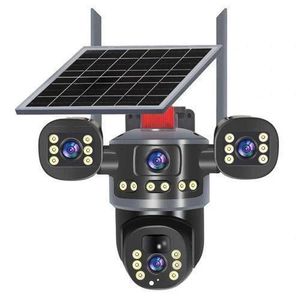 V380 Dual-Lens 4G Solar Security Camera with Triple Screen Display – Smart Outdoor Surveillance Wireless Outdoor PTZ Security Camera with Night Vision, Motion Detection, SIM Card & V380 Pro App