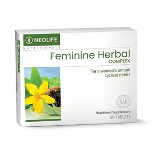 NEOLIFE Feminine Herbal Complex 60 tab Women's Cyclical Promotes Calmness & Positive Mental Attitude, menstrual cramps treatment Normalizes Female Physiology, herb for female menstrual cycle promoting hormonal balance alleviating menstrual cramps female wellbeing