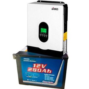 SAKO 2kva Hybrid inverter and 3.6kwh 280A Lithium battery