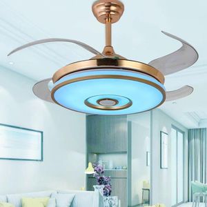 Smart Bluetooth Speaker 42-Inch LED Retractable Ceiling Fan Chandelier