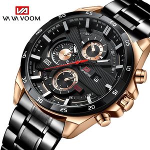 Vavavoom Black Stainless Steel Chain Wristwatch