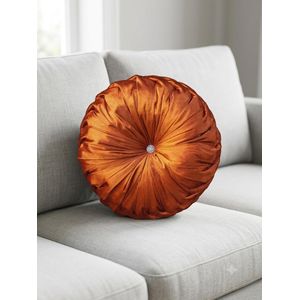 Luxury Round Pleated Velvet Throw Pillow 