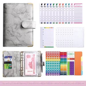A6 Marble Pattern Budget Planner/Binder Set, Personal Finance Planner, Savings Organizer