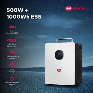 itel Energy 500W Inverter Power Tank + 1kWh LifePo4 Battery All-in-One Solar Power System