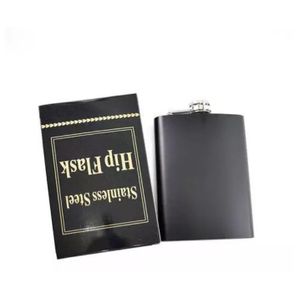 Classic black stainless steel pocket hip flask 