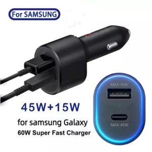 Samsung Genuine Super Fast Dual Car Charger (45W+15W) Dual Ports USB-C & USB-A 