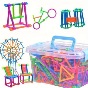 500pcs toy stick building block set, educational early childhood magic wand creative toy + storage box + instructions