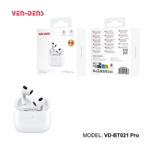 Ven-Dens TWS (True wireless Stereo) Bluetooth, noise cancellation, 4hrs music time play, V5.4 earphones, earbuds. VD-BT021 Pro WHITE.